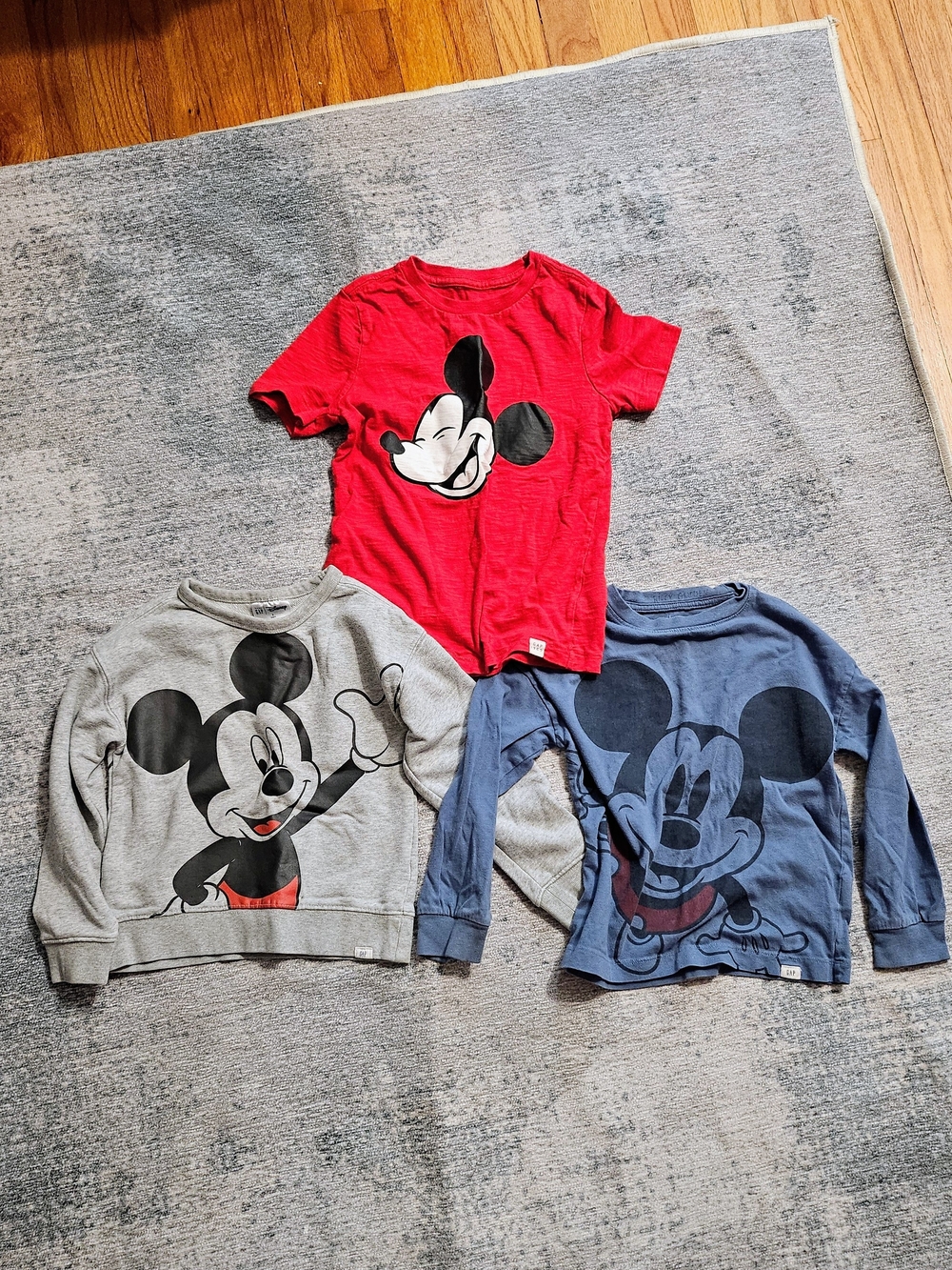 Gap x Disney Mickey Mouse Kids Graphic Tops Bundle - Red, Gray, Blue